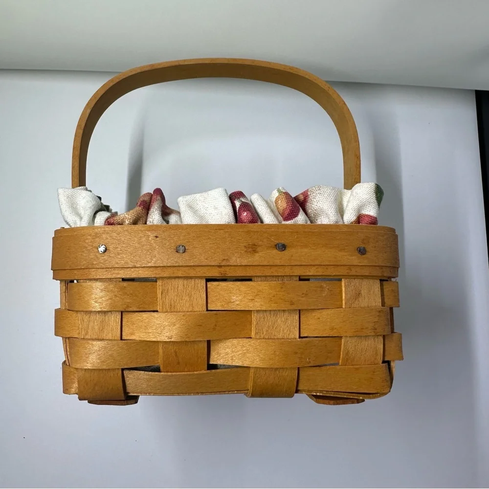 Longaberger Tarrogon Small Square Woven Basket - Fabric‎ Liner - Plastic Liner